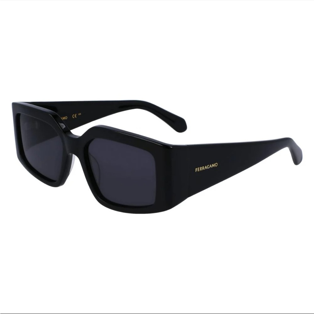 Ferragamo Black Rectangular Sunglasses NWT - image 1
